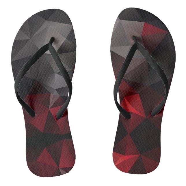 Polygonal , black and red flip flops (Footbed)