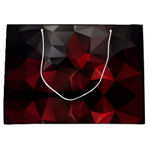 Polygonal , black and red large gift bag