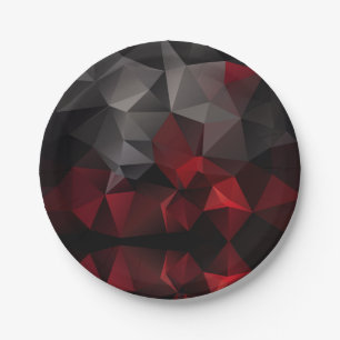 Polygonal , black and red paper plates