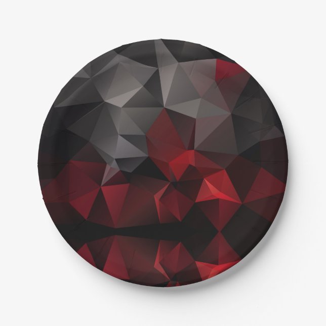 Polygonal , black and red paper plates (Front)