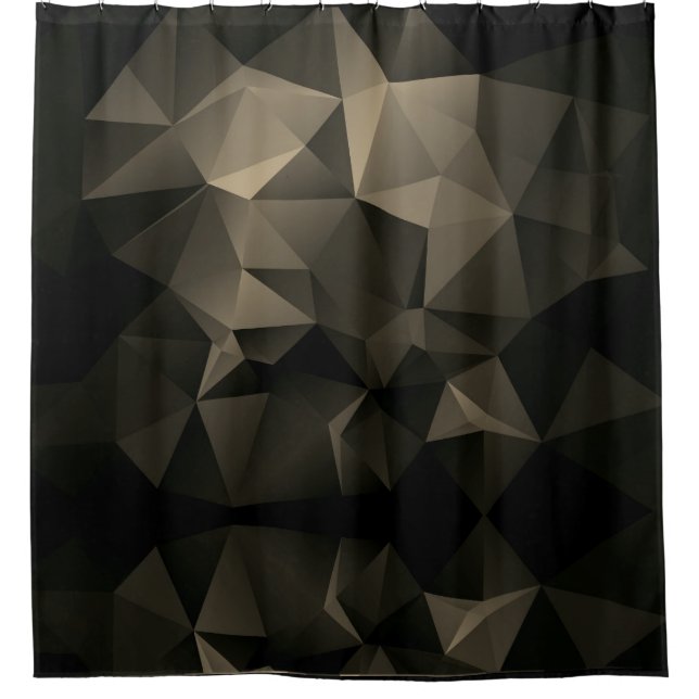 Polygonal , black and red shower curtain (Front)
