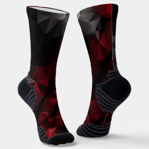 Polygonal , black and red socks