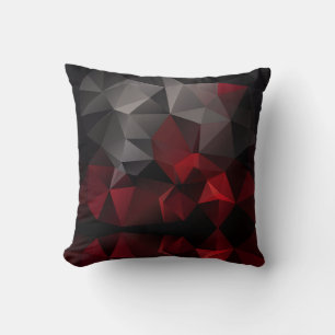 Polygonal , black and red throw pillow