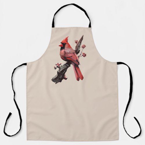 Polygonal cardinal bird design apron