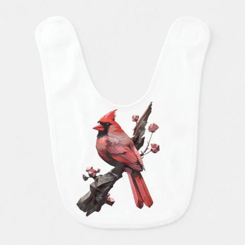 Polygonal cardinal bird design baby bib