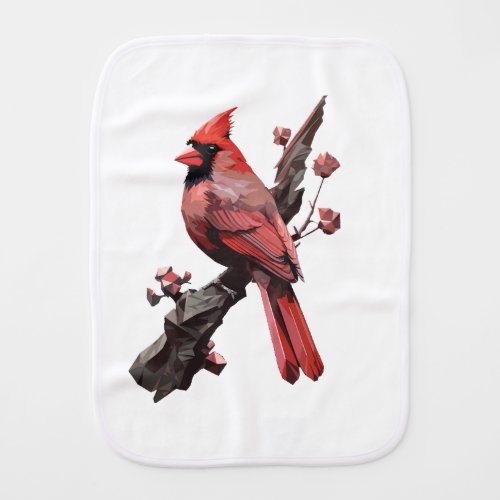 Polygonal cardinal bird design baby burp cloth