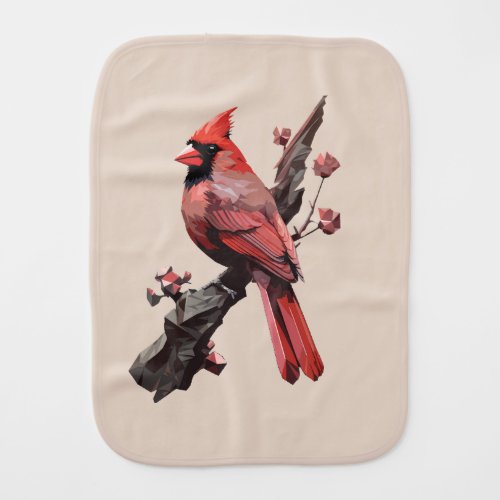 Polygonal cardinal bird design baby burp cloth