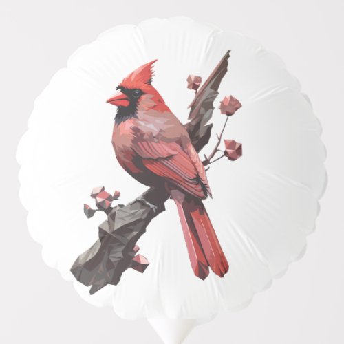 Polygonal cardinal bird design balloon