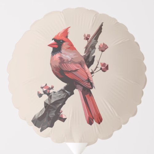 Polygonal cardinal bird design balloon