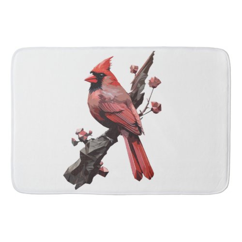 Polygonal cardinal bird design bath mat