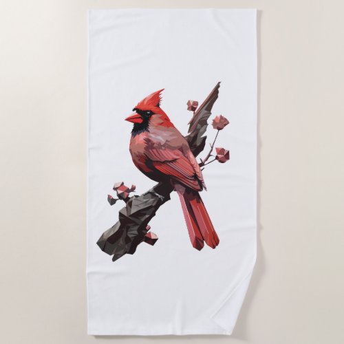 Polygonal cardinal bird design beach towel