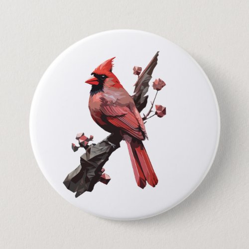 Polygonal cardinal bird design button