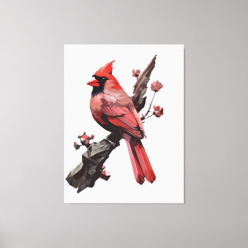 Polygonal cardinal bird design canvas print