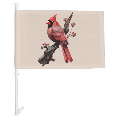 Polygonal cardinal bird design car flag