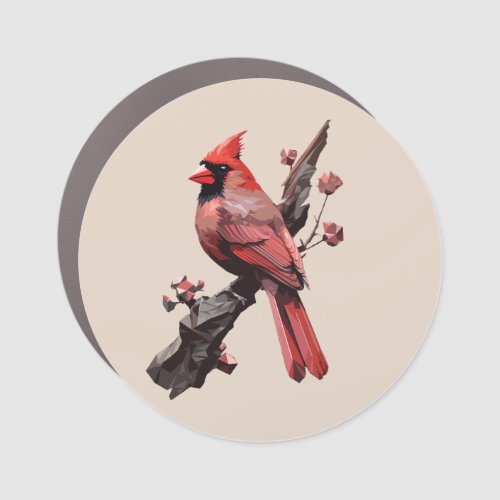 Polygonal cardinal bird design car magnet