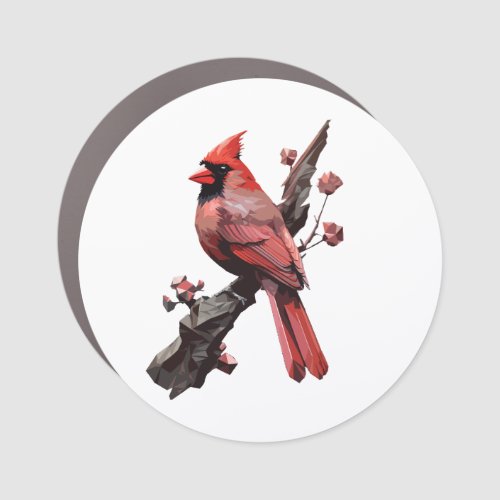 Polygonal cardinal bird design car magnet