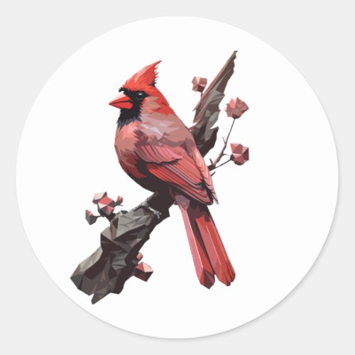 Polygonal cardinal bird design classic round sticker