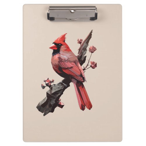 Polygonal cardinal bird design clipboard