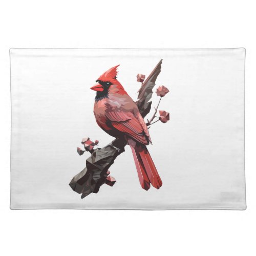 Polygonal cardinal bird design cloth placemat