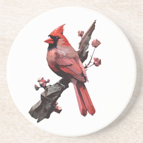Polygonal cardinal bird design coaster