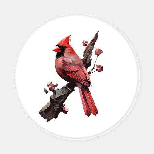 Polygonal cardinal bird design coaster set