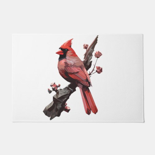 Polygonal cardinal bird design doormat
