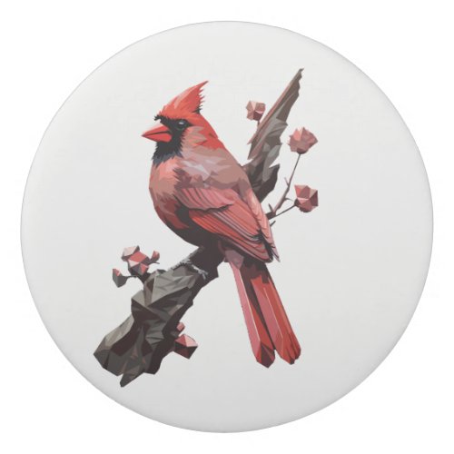 Polygonal cardinal bird design eraser