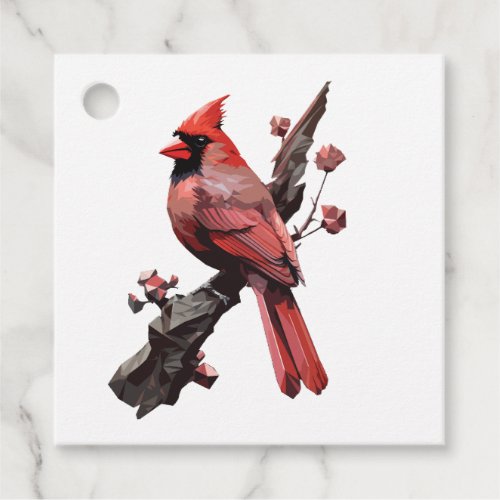 Polygonal cardinal bird design favor tags