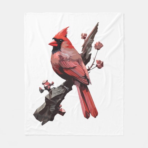 Polygonal cardinal bird design fleece blanket