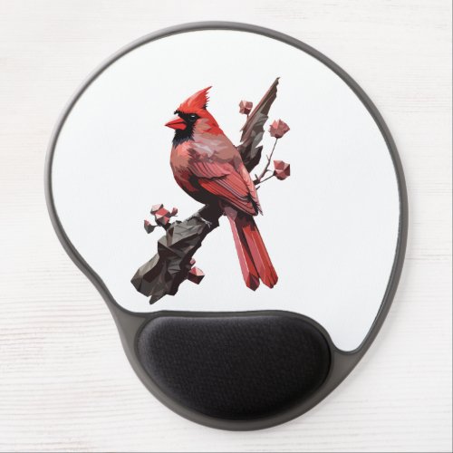 Polygonal cardinal bird design gel mouse pad