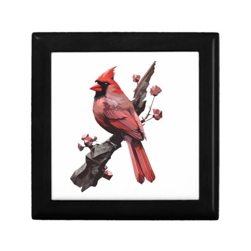 Polygonal cardinal bird design gift box