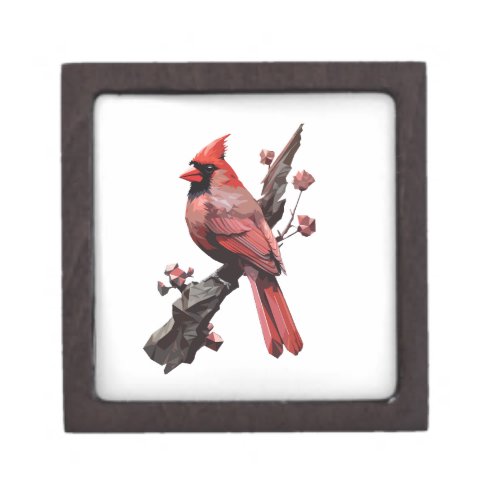Polygonal cardinal bird design gift box