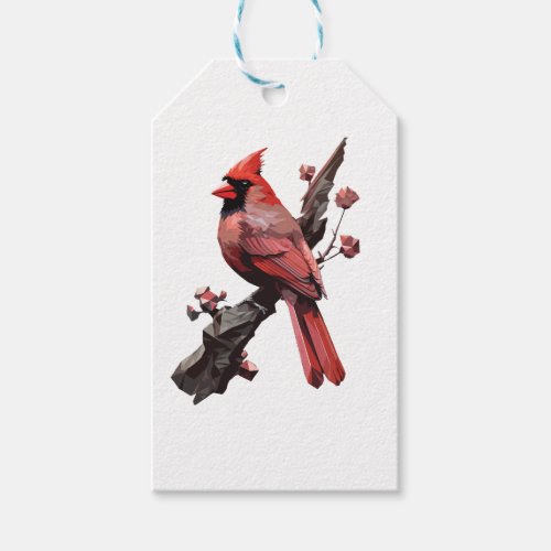 Polygonal cardinal bird design gift tags