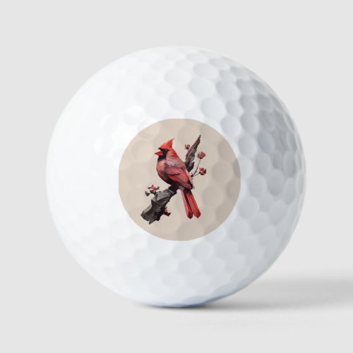 Polygonal cardinal bird design golf balls