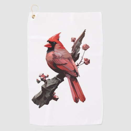 Polygonal cardinal bird design golf towel