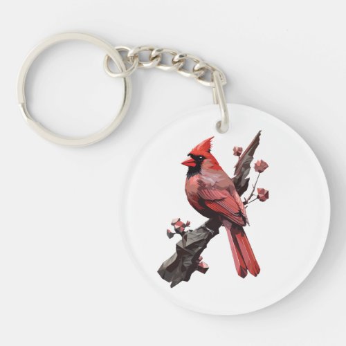 Polygonal cardinal bird design keychain