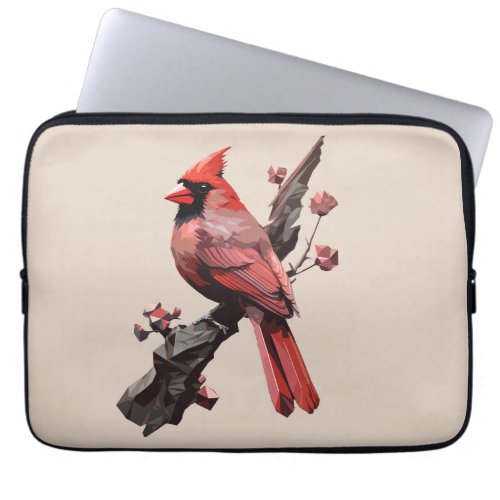 Polygonal cardinal bird design laptop sleeve