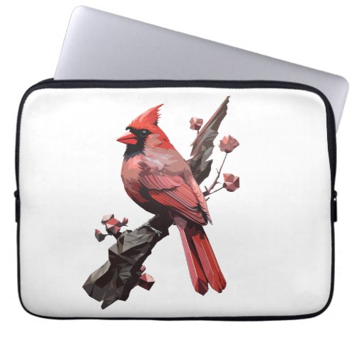 Polygonal cardinal bird design laptop sleeve