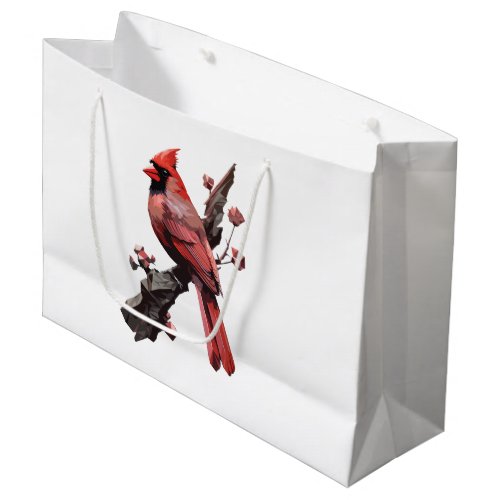 Polygonal cardinal bird design large gift bag