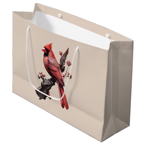 Polygonal cardinal bird design large gift bag