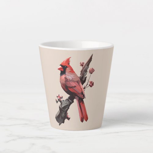 Polygonal cardinal bird design latte mug