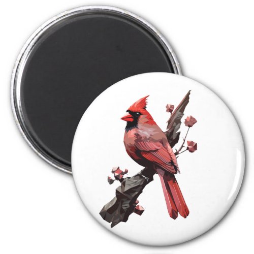 Polygonal cardinal bird design magnet