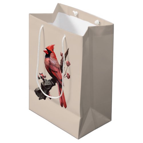 Polygonal cardinal bird design medium gift bag