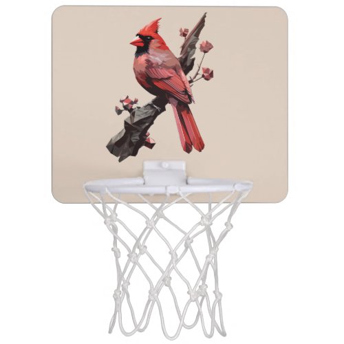 Polygonal cardinal bird design mini basketball hoop