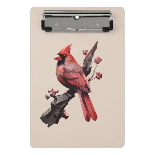 Polygonal cardinal bird design mini clipboard