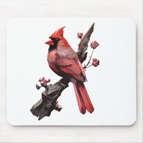 Polygonal cardinal bird design mouse pad