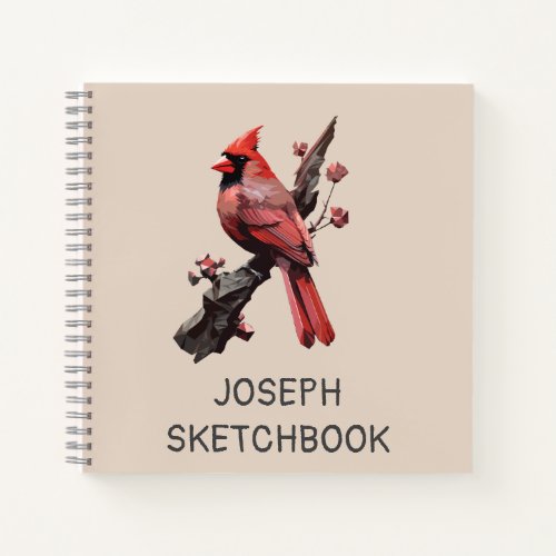 Polygonal cardinal bird design notebook