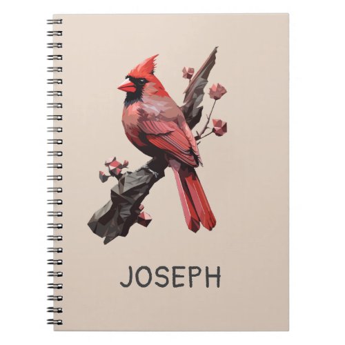 Polygonal cardinal bird design notebook