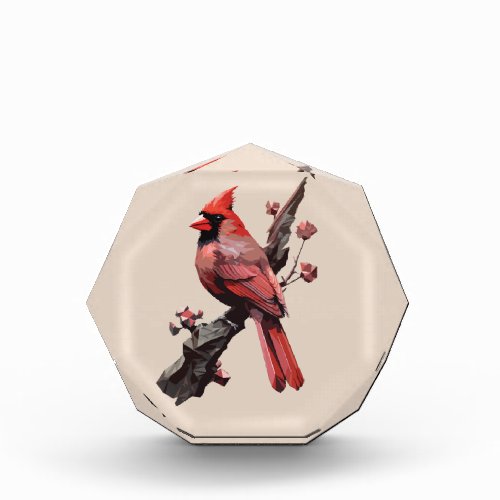 Polygonal cardinal bird design photo block