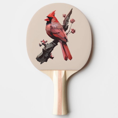 Polygonal cardinal bird design ping pong paddle